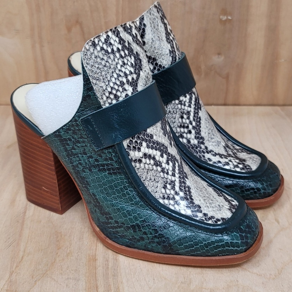 Zara Basic Womens Clogs Size 6 M Snake Print High Heel Shoes Eur 36 Spain
